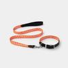 Premium Soft Fabric Dog Collar Leash Set Ins Style Adjustable Comfortable Pet Neck Strap With Genuine Leather Trim