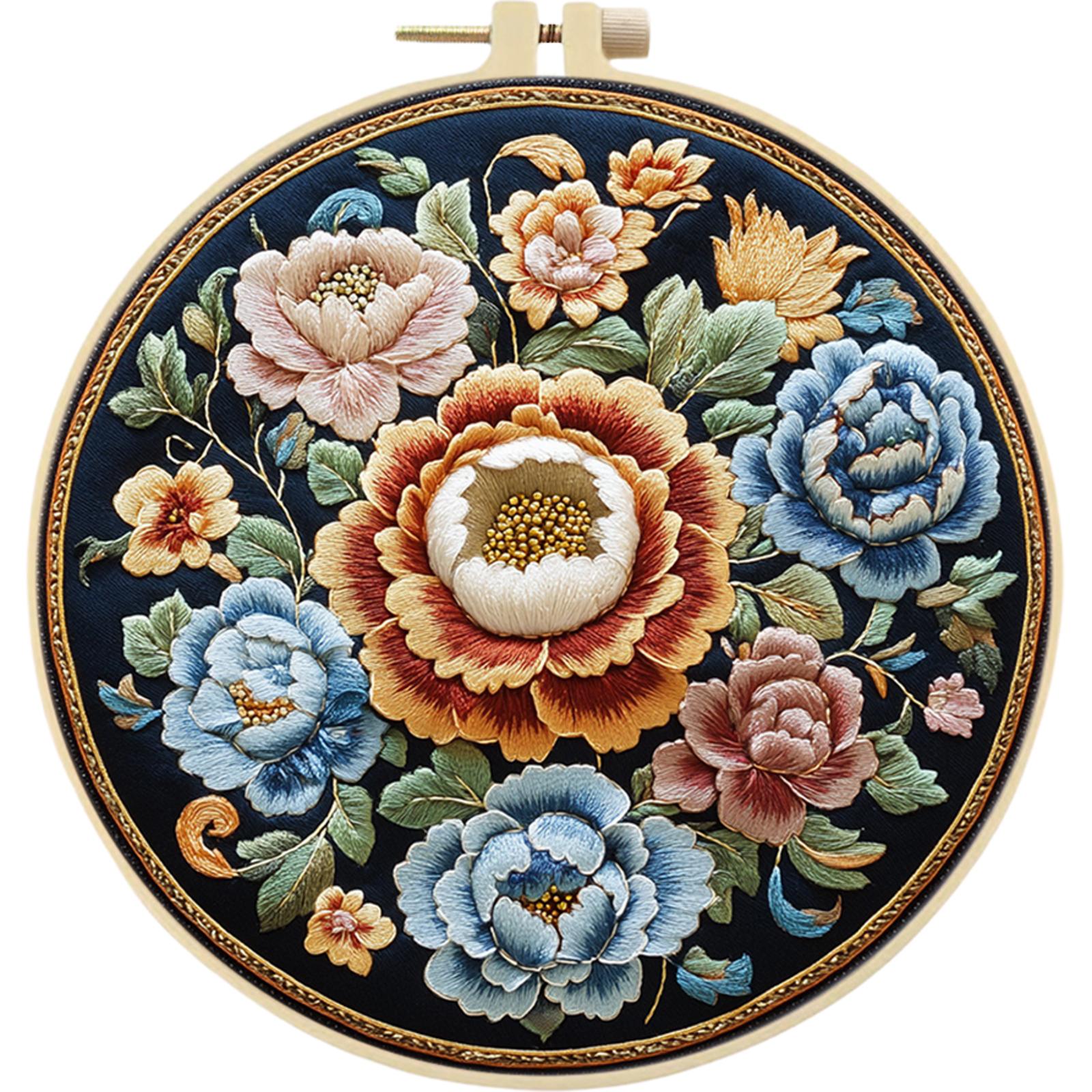 

Наборы для вышивки крестиком с цветочным принтом и пяльцами из цветной ткани