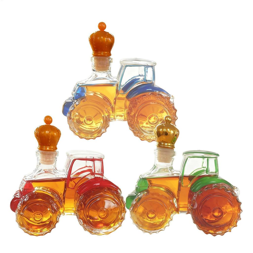 Tractor Shape Glass Decanter, Empty Whiskey Bottle for Wine Vodka, Unique Gift for Men Dad Farmers, Birthday Christmas Party