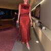 Elegantes Fransenkleid für Damen, ärmelloses Partykleid