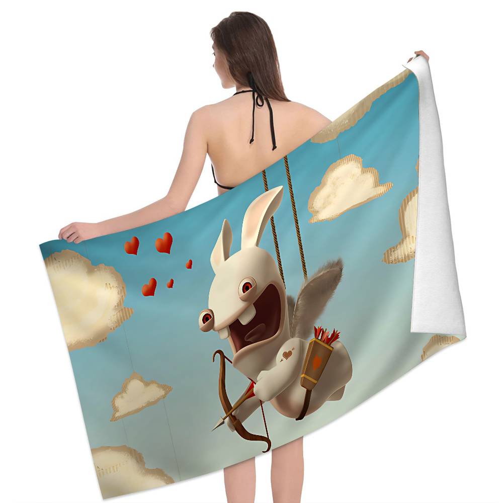 R-Rabbids I-InvasionS Microfiber Printed Beach Towel Mountain Climbing Yoga Beach Swimming Running Absorbent Soft Towel