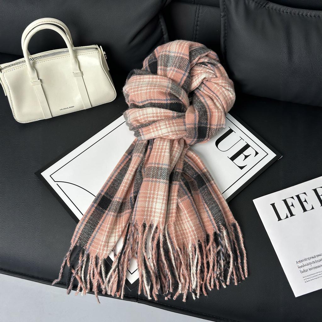Scarf Women's Autumn and Winter Korean Version Versatile Japanese Plaid 1116 New Student Premium Warm Plaid Scarf Men