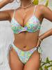 Summer new floral bikini swimsuit for women, European and American sexy gathering split swimsuit for women