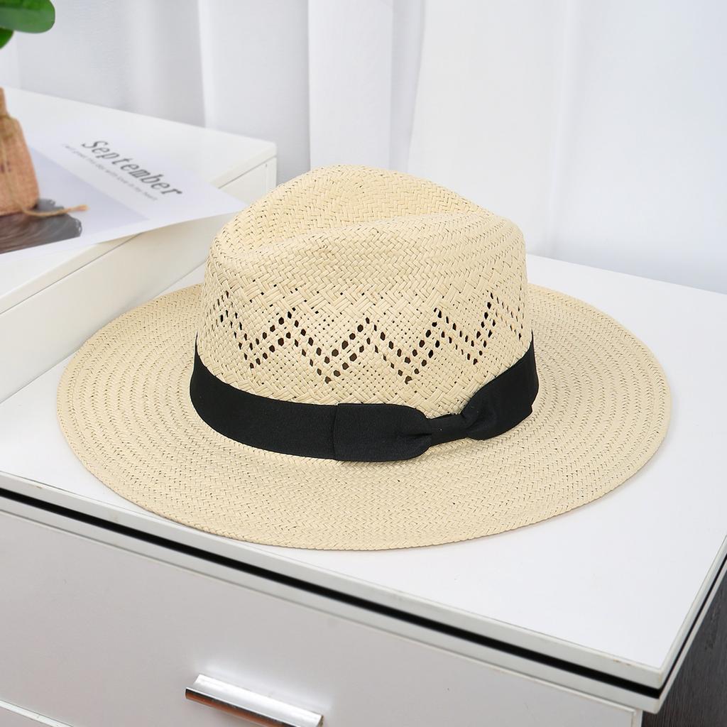 Spring and summer new men's top hat Panama straw hat sunshade sun protection beach hat women's summer jazz hat