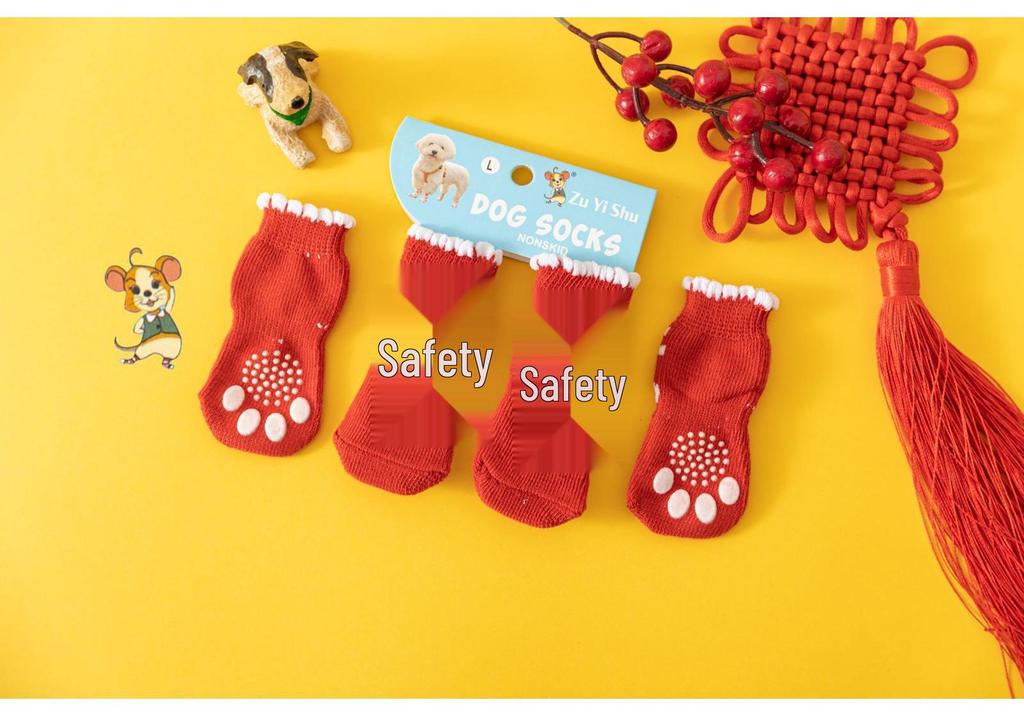 Vier Jahreszeiten Hochwertige rutschfeste Hundesocken für kleine Hunde - Baumwoll-Pfötchenschoner für Teddyhunde