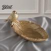 Decorative Entrance Tray Elegant Bird Leaf Shaped Trinket Dish  Resin Jewelry Tray  Vintage Gold Ring Unique Feather Ornament Holder for Nightstand