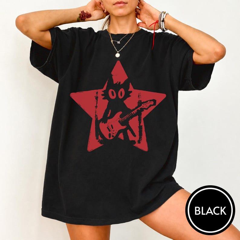 Rock Star Cat Tshirt Vintage Loose Oversized Unisex Tshirt Trendy Cotton Harajuku High Quality Comfortable Breathable Couples