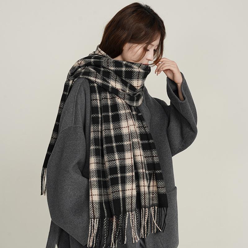 Woven Field Grid Scarf Cashmere Fringed Shawl Autumn And Winter Premium Sense Thickened Scarf