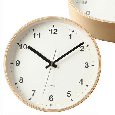 KATOMOKU Plywood Clock Natural Wall Clock Continuous Second Hand Diameter km-33MRC 25.2cm (radio Clock)