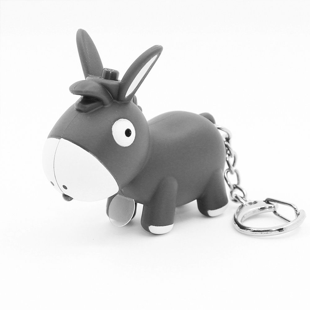Lovely Donkey Shape Vocal Key Chain Key Ring Luminous LED Light