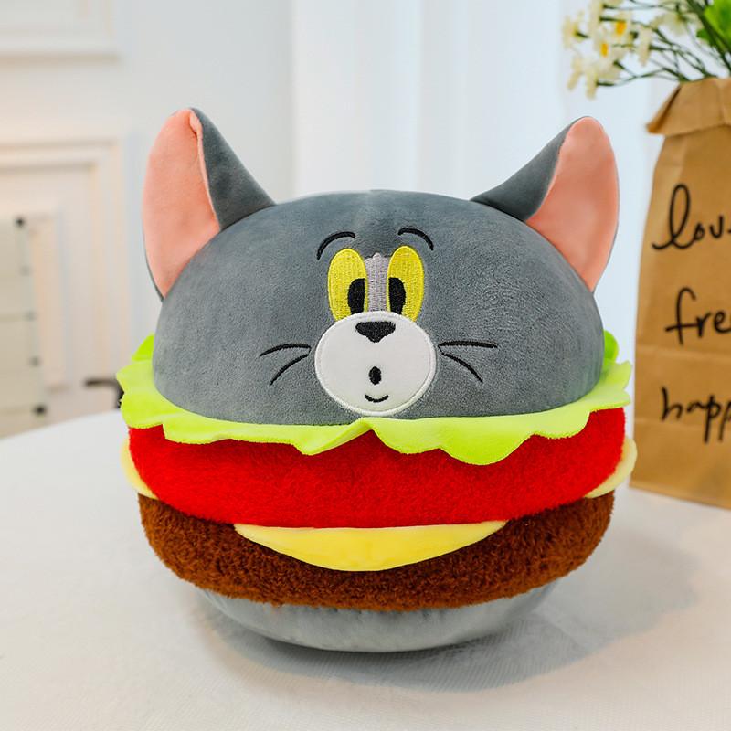 Tom Jerry And Burger Shaped Plush Toy Cute Cartoon Doll Kids Gifts Birthday