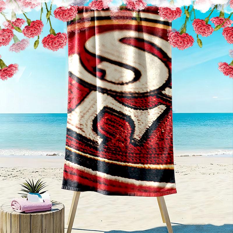 San Francisco 49ers Print Beach Towel, Large Soft Quick Dry Towel for Beach Camping Swimming