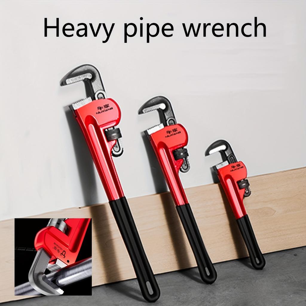 8 Inch/10 Inch/12 Inch Heavy-Duty Adjustable Straight Pipe Wrench, Plumbing Wrench,Heat Treated Adjustable Straight Pipe