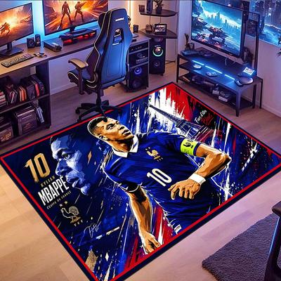 France No. 10 Player Themed Rug, Suitable for Living Room, Bedroom, Game Room, Computer Room and Home Décor.