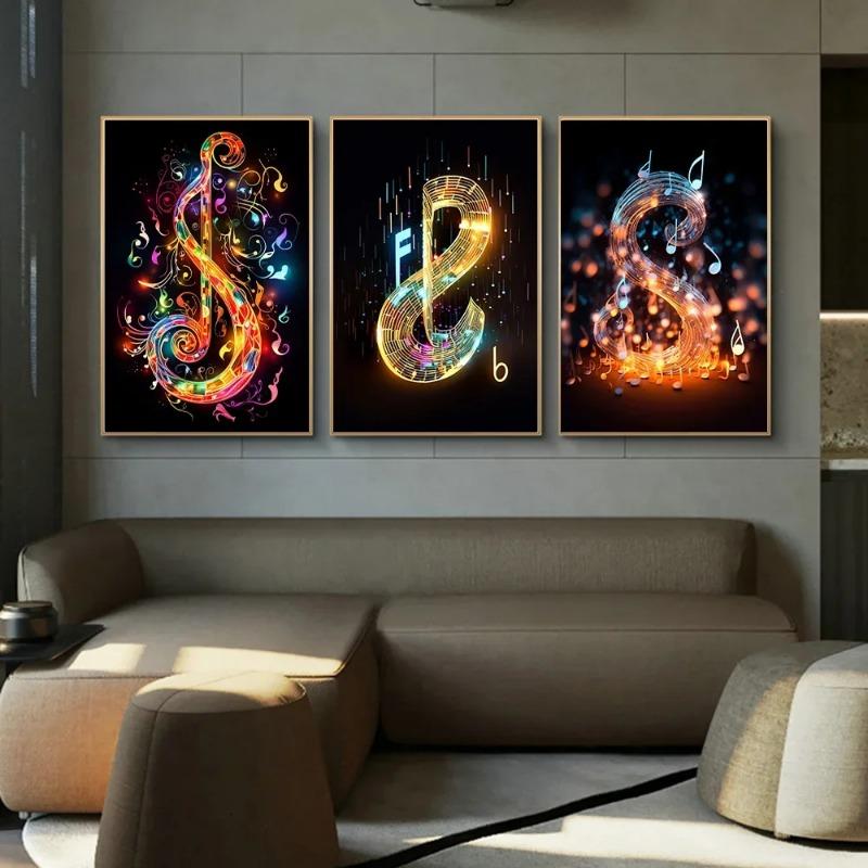Vintage Musical Notes and Headphones Instruments Art Poster Canvas Painting Wall Print Picture for Music Studio Home Decor