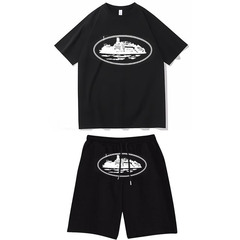 Grenzüberschreitende T-Shirts, Pullover, Unisex-Sweatshirts und Jogginghosen-Sets mit Motiv der Alcatraz-Insel, Street-Hip-Hop-Outfits