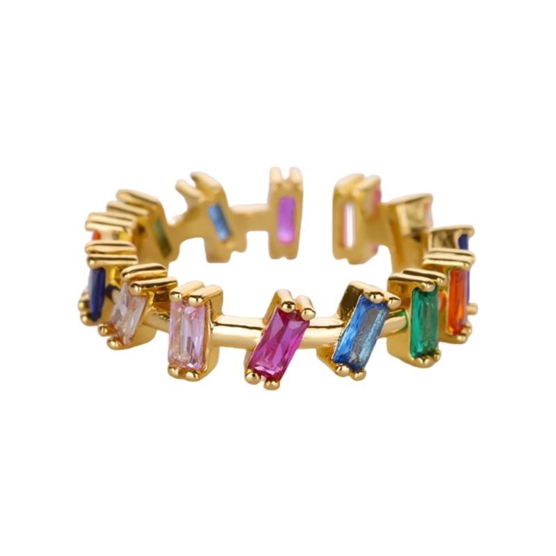 Geometric Cubic Zirconia Ring Hip Hop Modern Design Openable Band Fashion Accessory for Street Fashion and Gifts 1