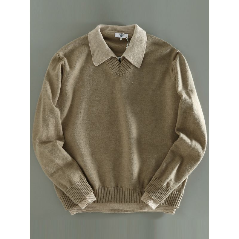 Foreign Trade Export Surplus Orders Men's Fake Two Pieces V-neck Lapel Knit Lazy High-Grade Loose Couple Sweater Fashion