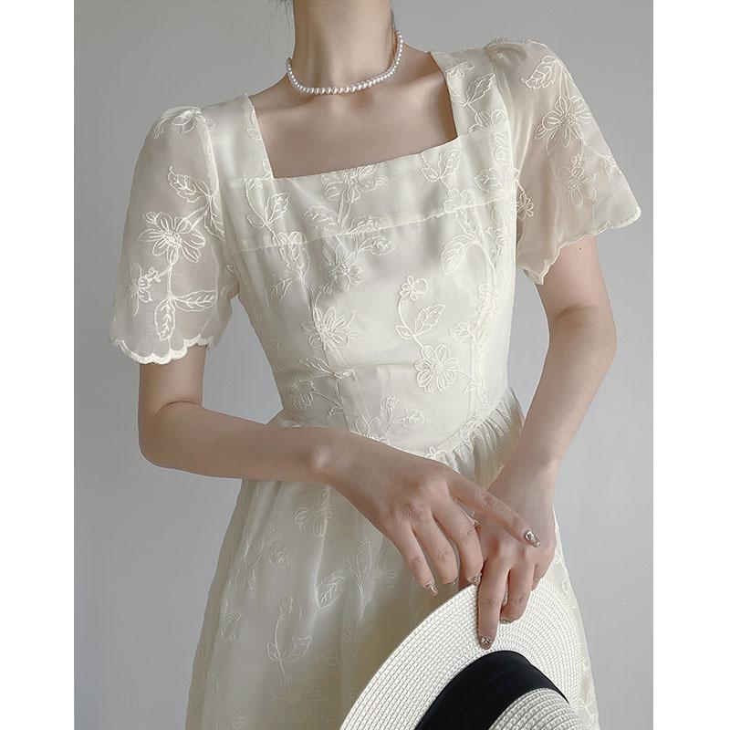 Letní čtvercové šaty s vysokým pasem Stylové plážové rekreační šaty pro volný čas