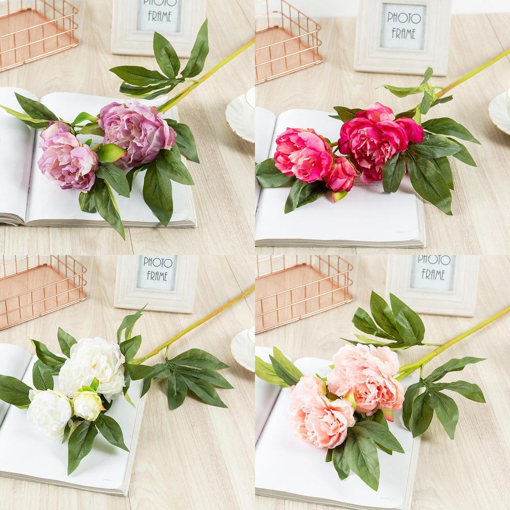 Peony Artificial Flower Decor With Silk Material For Wedding Home Office Display
