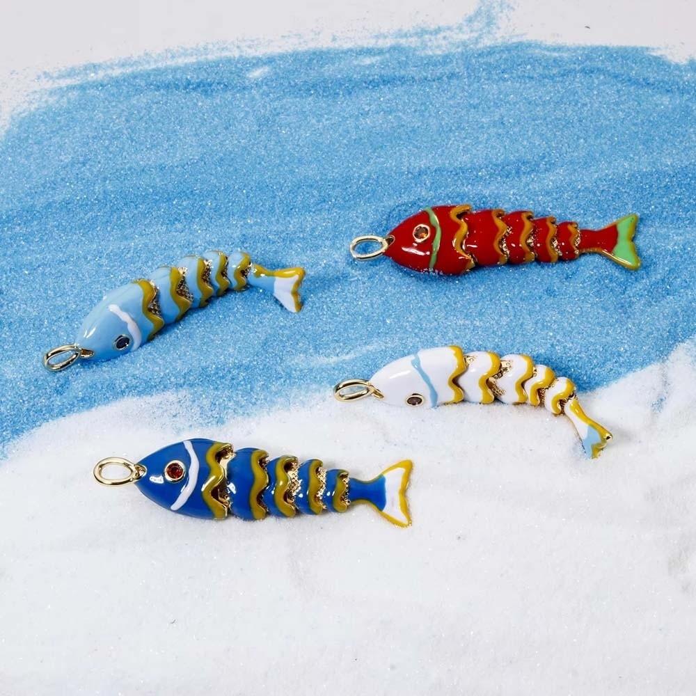 3D Brass Colorful Small Koi Jewelry Accessories Drip Oil Fish Movable Mini Metal Fish Earrings