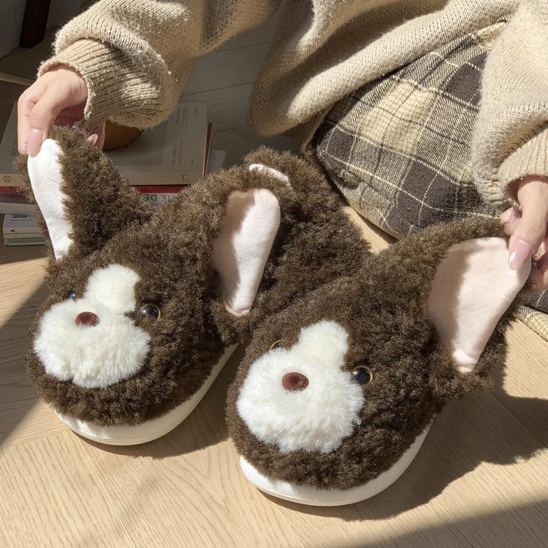 New Cartoon Devon Cat Slippers Winter Indoor Home Fleece Warm Thick Bottom Anti-skid Stomping Cotton Slippers