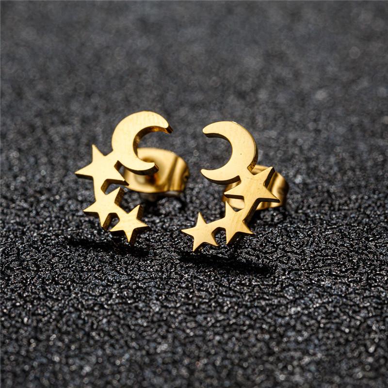 Big Star Earings Punk Stud Earrings Women Minimalist Jewelry Rose Gold Color Stainless Steel Earrings 2024 Piercing Accessories