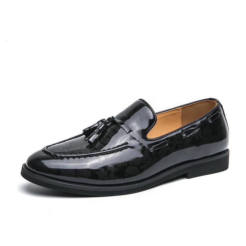 Men s Large Size Tassel Leather Slip-on Loafers - New Casual Style Patent Leather Shoes 43