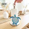 Nautical Kitchen Accessories Ocean Style Vertical Paper Towel Holder, Solid Wood Roll Stand with Holder Seahorse Crab Sailboat Shell Design,