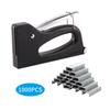 Stapler with 1000Pcs Door-type Staple Hand Operated Staple Tacker Light Duty Stapler for Crafts Decoration Material Fixing Woodworking Furniture