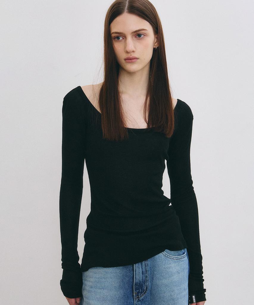 Nigaennikol Nicole Minimal Label Scoop Ls Top_Black