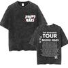 Vintage Washed Rapper Bruno Mars New Album  Graphic T Shirts Mens Hip Hop Pop Loose Fashion Short Sleeve Tshirt Streetwear