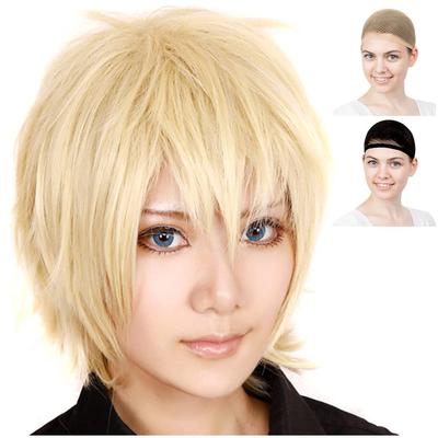 CaseEden Cosplay Wig, Short, 30cm, Heat-Resistant, Light Gold Blonde, with Two Wig Nets
