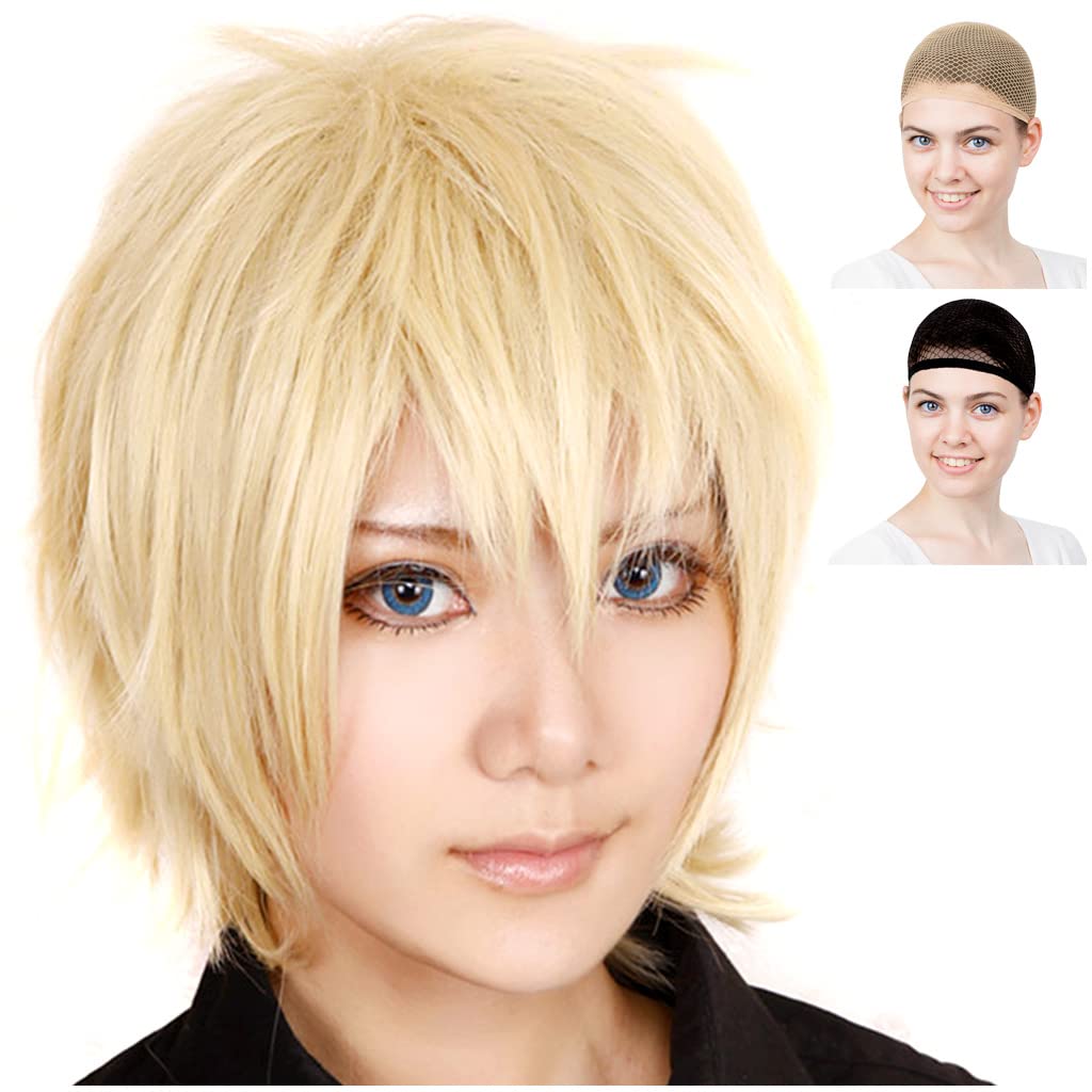 

CaseEden Cosplay Wig, Short, 30cm, Heat-Resistant, Light Gold Blonde, with Two Wig Nets