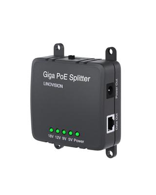 LINOVISION 30W Gigabit PoE DC Wide Voltage POE To DC Power for Security Access Control Systems Splitter, 5/9/12/18V Output, Input, IEEE802.3af/at