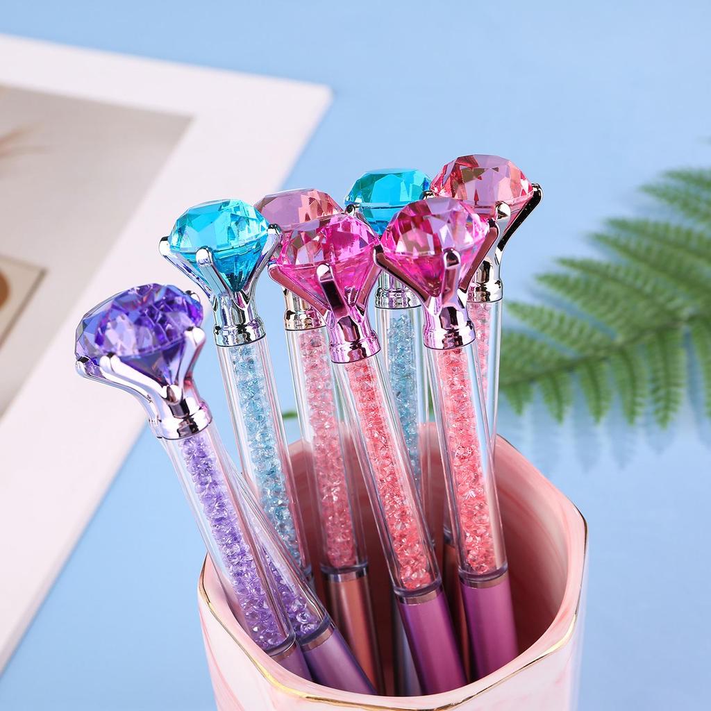 Imitation Metal Crystal Gem Glitter Pen with Large Diamond Bead