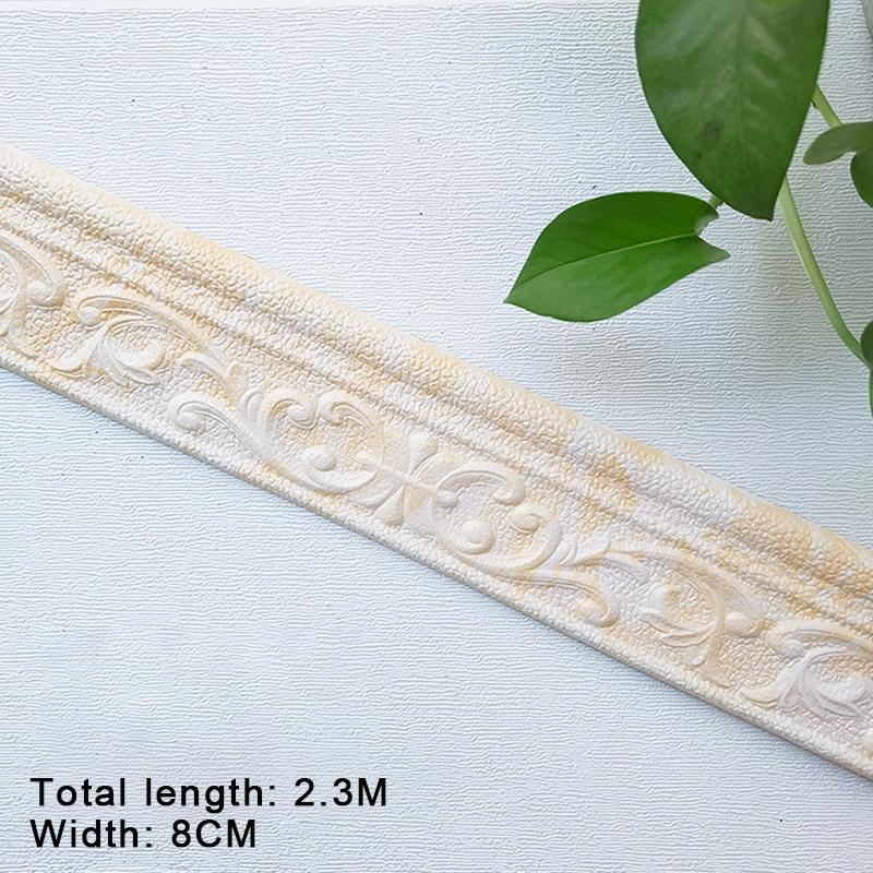 230cm 3D geprägte Schaumstoff Wanddekoration Selbstklebende Rückwandleiste, Dekorative Tapetenbordüre, Sockelleiste Hausdekoration