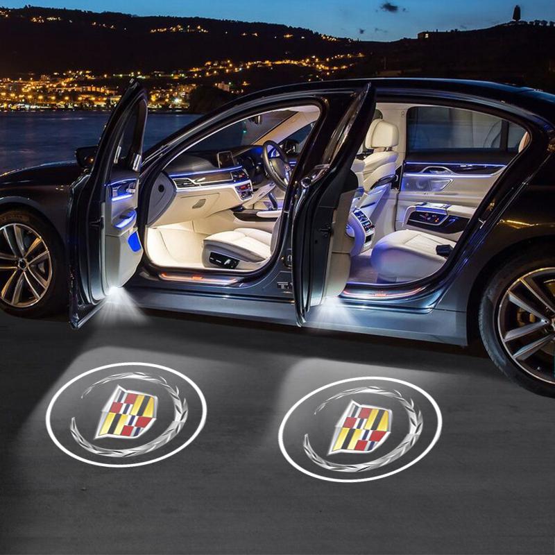 1/2Pcs Car Door Decoration Laser Projector Logo Lights LED HD Welcome Lamp for Cadillac Logo SRX XT4 XT5 XT6 ATS XTS CTS CT6XN3
