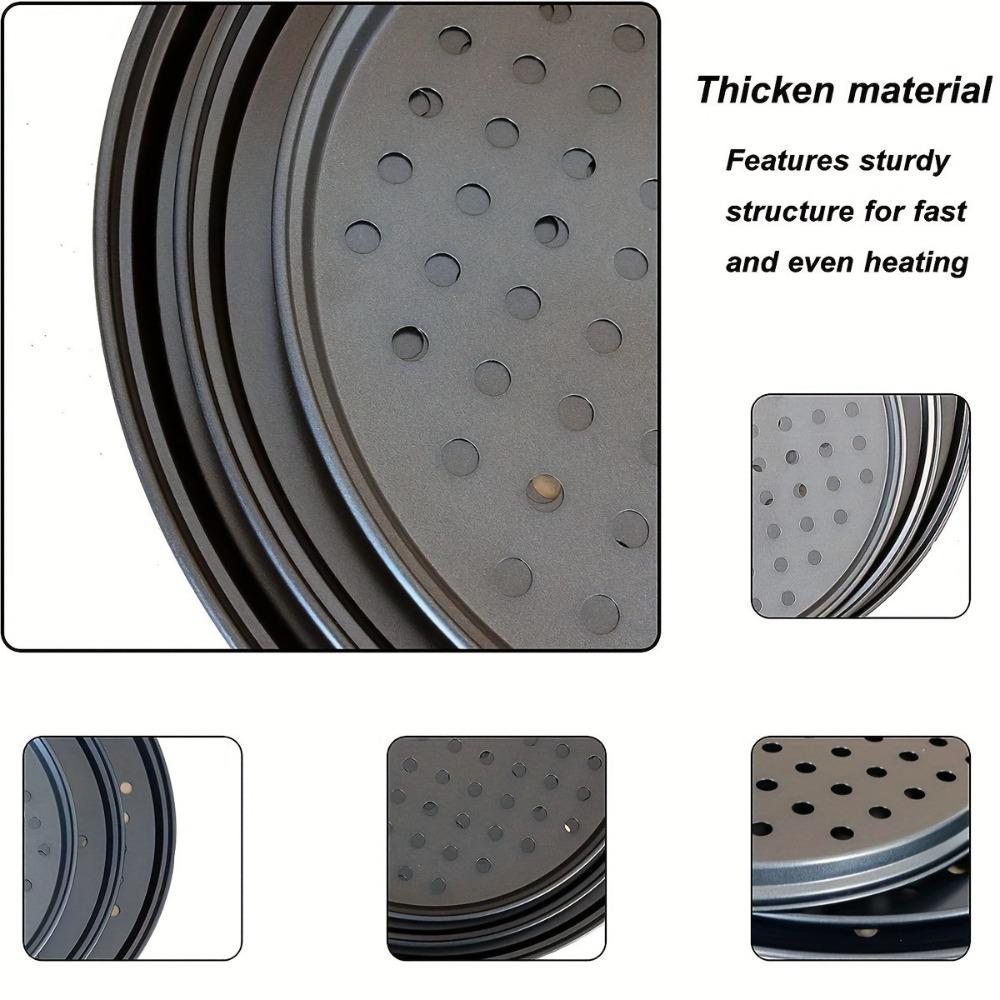 Carbon Steel Pizza Baking Tray Non Stick Baking Tools Durable Perforated Pizza Pan  Crispy & Bubbly