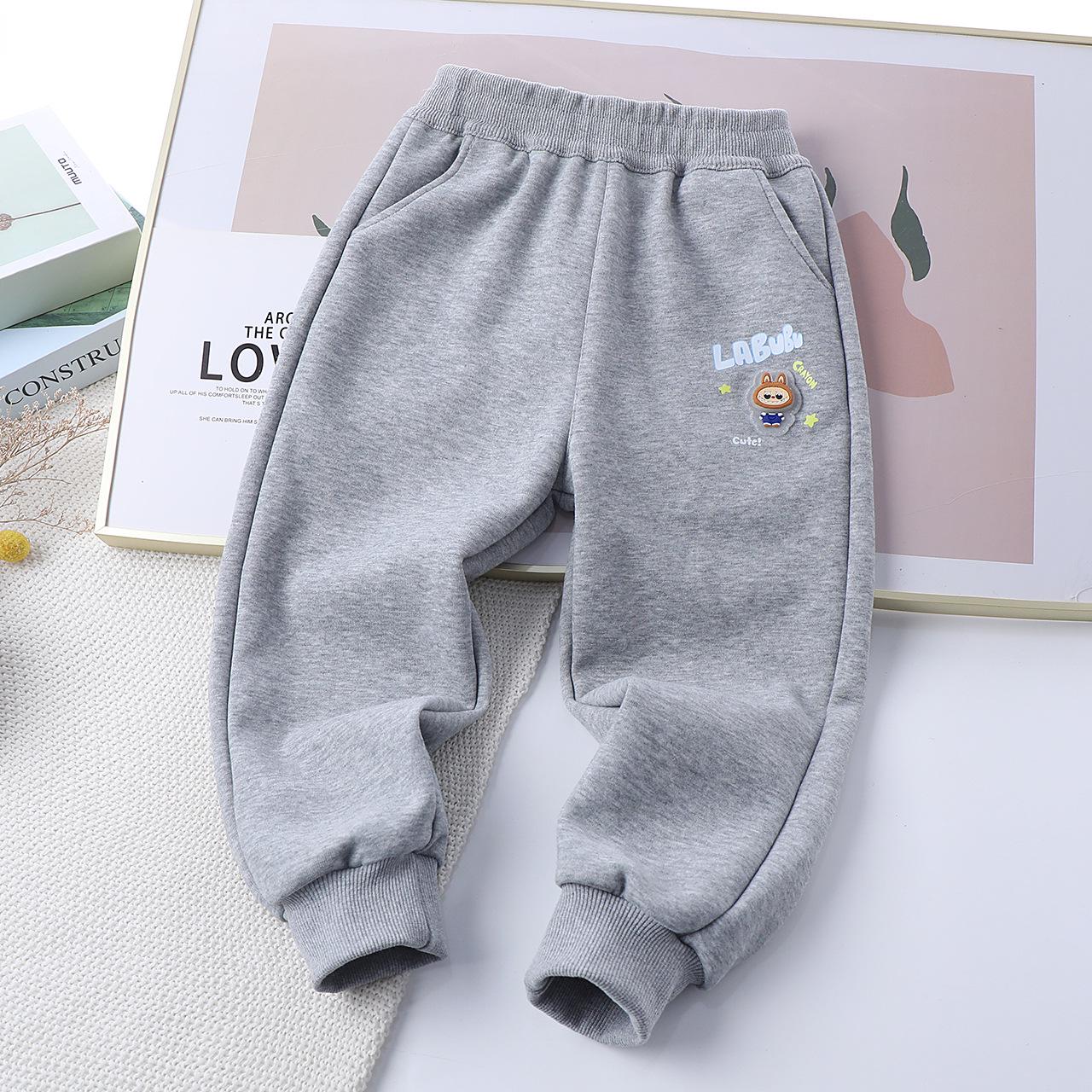 

Осінь 2025 Дитячі мультяшні світловідбивні спортивні штани на кулісці - Бавовняні повсякденні штани для дітей 110 cm сірий колір