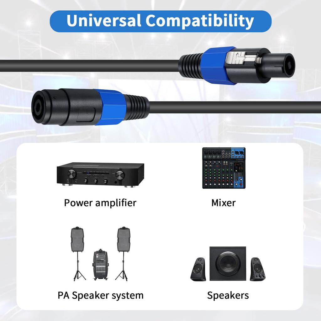 Poyiccot Speakon Extension Speaker Cable 18AWG Male to Speakon Extension DJ PA Stage Audio Jack Loudspeaker Amplifier Wiring Cord with Twist Cable,
