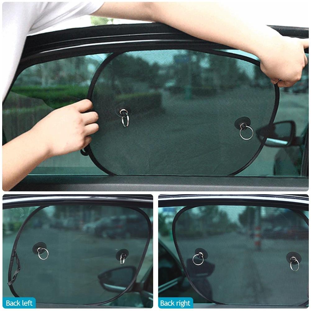 2PCS Car Sun Shade UV Protection Car Curtain Car Window Sunshade Side Window Mesh Cover Sun Visor For Car Trunk RV Travel Supply