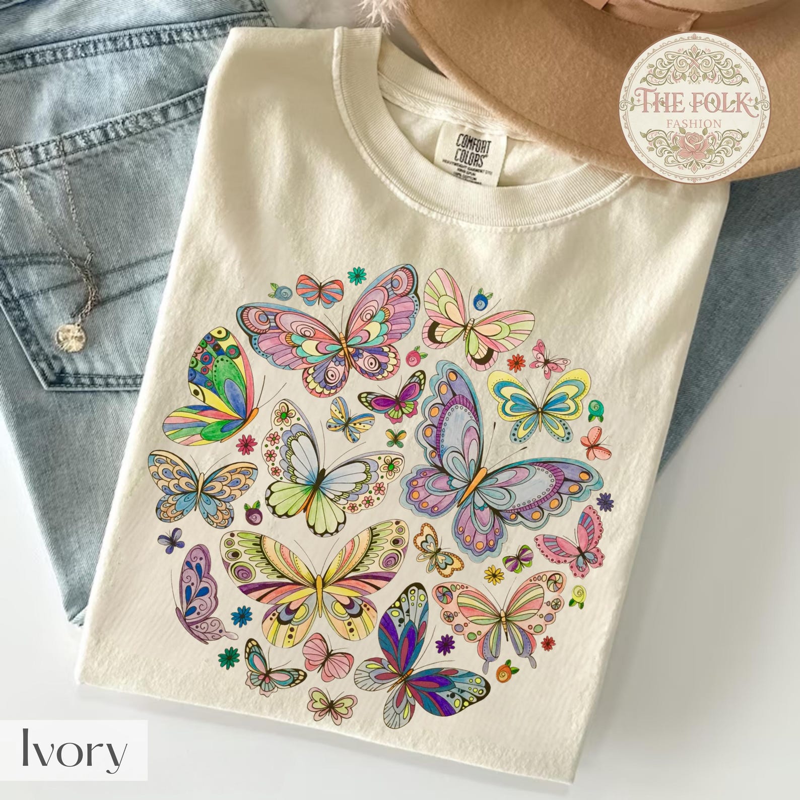 Pastel Butterfly Shirt, Aesthetic Butterfly Mandala Tee, Boho Watercolor Butterfly T-Shirt, Comfort Colors Soft Aesthetic Tee,Butterfly Gift XL