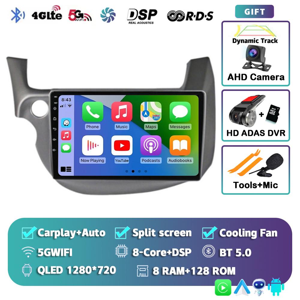 Android 14 Carplay Auto For HONDA FIT JAZZ 2007 - 2011 2012 2013 Car Radio Multimedia Player Video GPS Stereo WIFI+4G 2 Din DSP