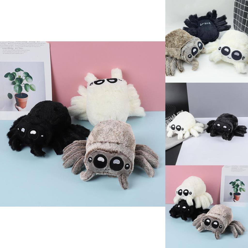 Adorable Plush Spider Toy With Realistic Features In Black White Colorful Design