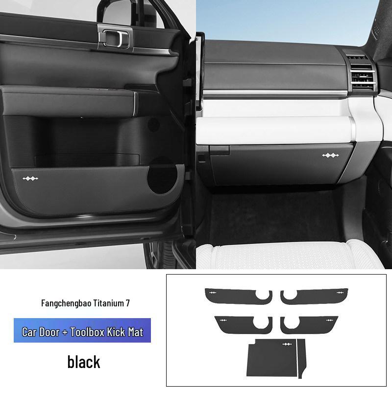 Leopard Titanium 7 Car Door Kick Mats - Anti-scratch Leather Protection Stickers for Interior Modification