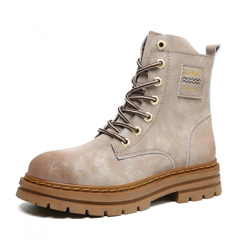 

Extra large size 47 high top couple big yellow boots European station cowhide embossed tooling locomotive boots British thick-soled Martin boots 47 коричневый