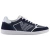 Emporio Armani EA7 Leather Low-Top Sneakers With Eagle Logo Unisex Sneakers Navy-Blue 7X000405AF19826MZ069