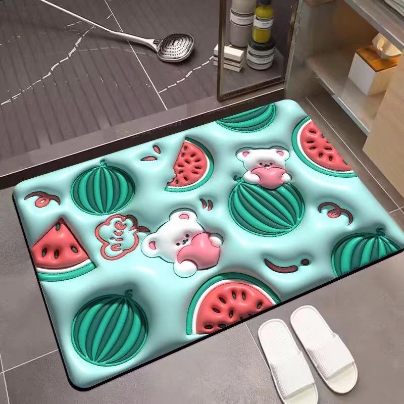 Floor Mat 3D Visual Effect Quick Drying Diatom Mud 40x60cm Flower Pattern Bathroom Anti-slip Floor Mat Daily Use DROPSHIPPING