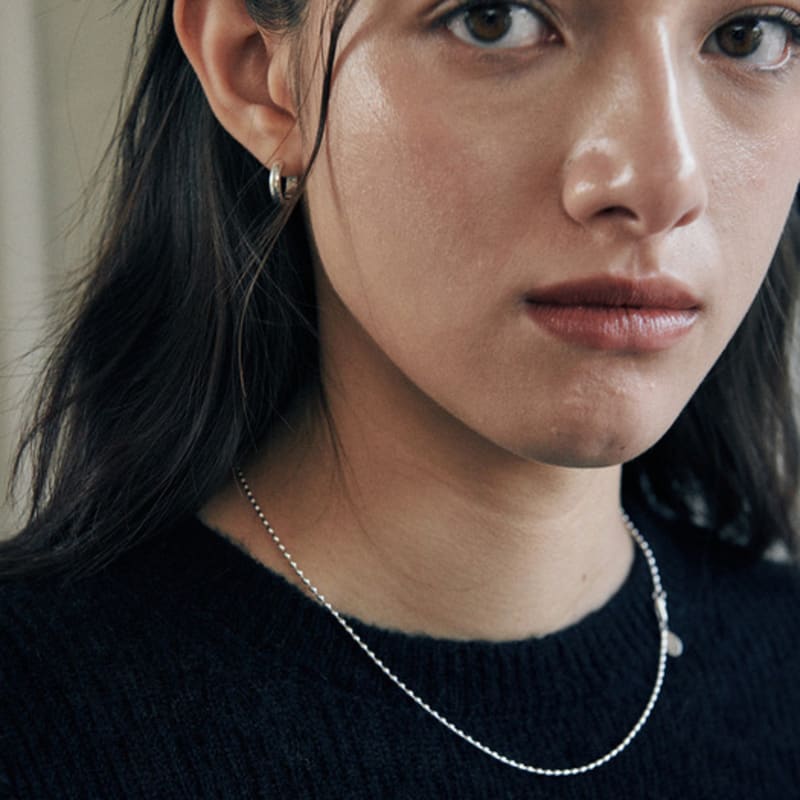 Green [925 Silver] Two.silver.209 / Thick Bun Earring (silver)